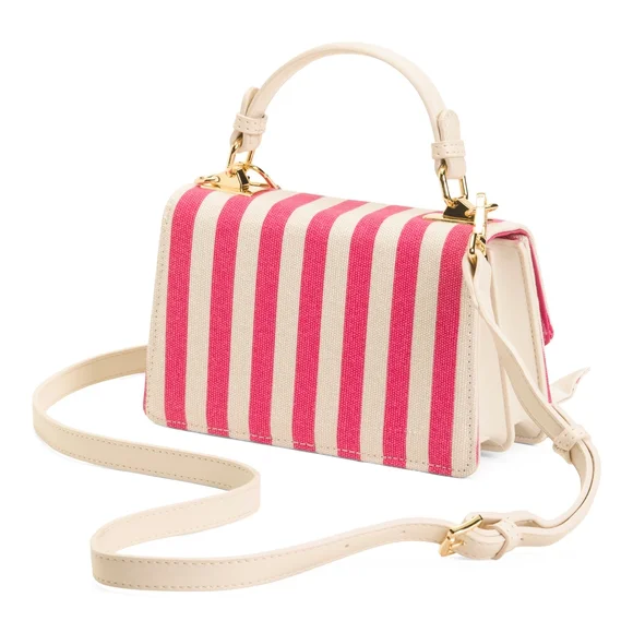 Betsey Johnson Pink and Cream Striped Satchel with Scarf - Picture 2 of 3